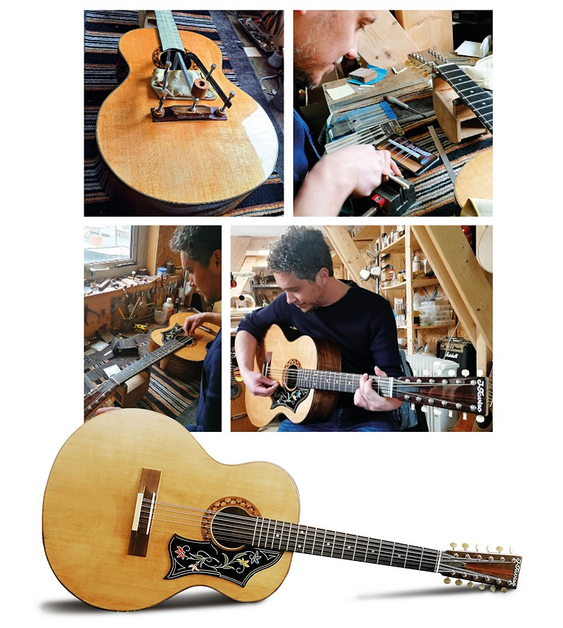 Sylvain Zbinden luthier : restauration d'une Favino 12 cordes de 1965